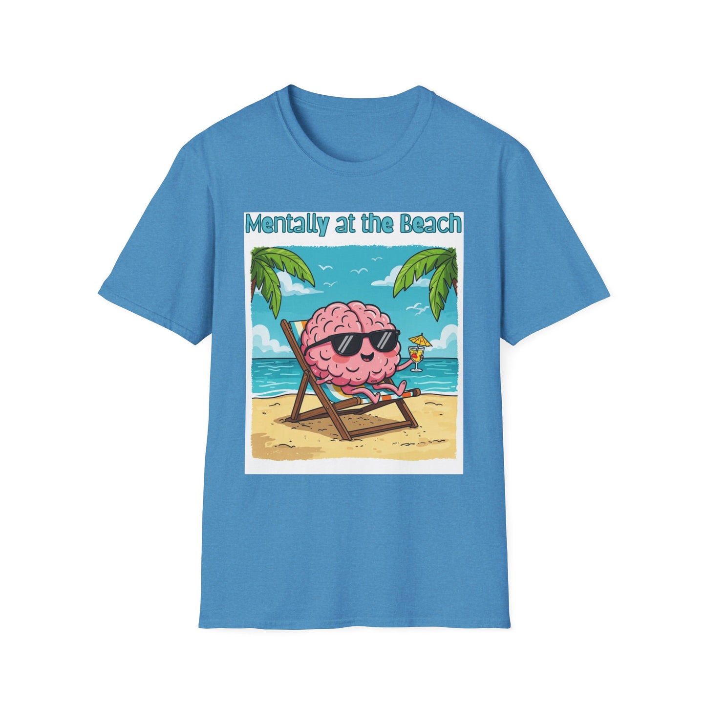 Vacay Brain Unisex Softstyle T-Shirt, Tropical Daydream Tee, Out of Office Shirt, Beach Bum Top, Funny Relaxation Gift