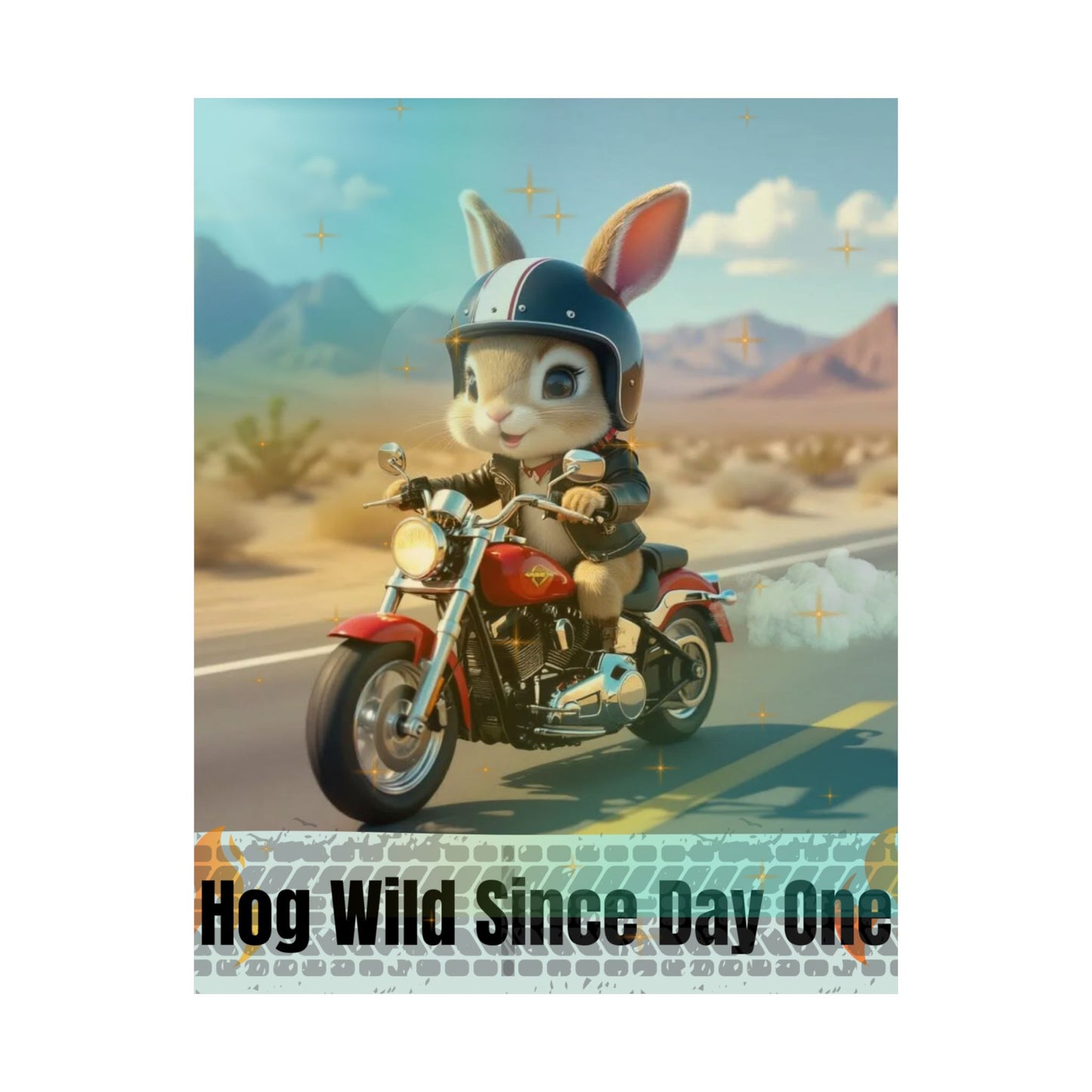 Biker Baby Hog Wild Matte Poster, Nursery Wall Art, Cute Motorcycle Decor, Rebel Kid Room Print, Cool Baby Shower Gift