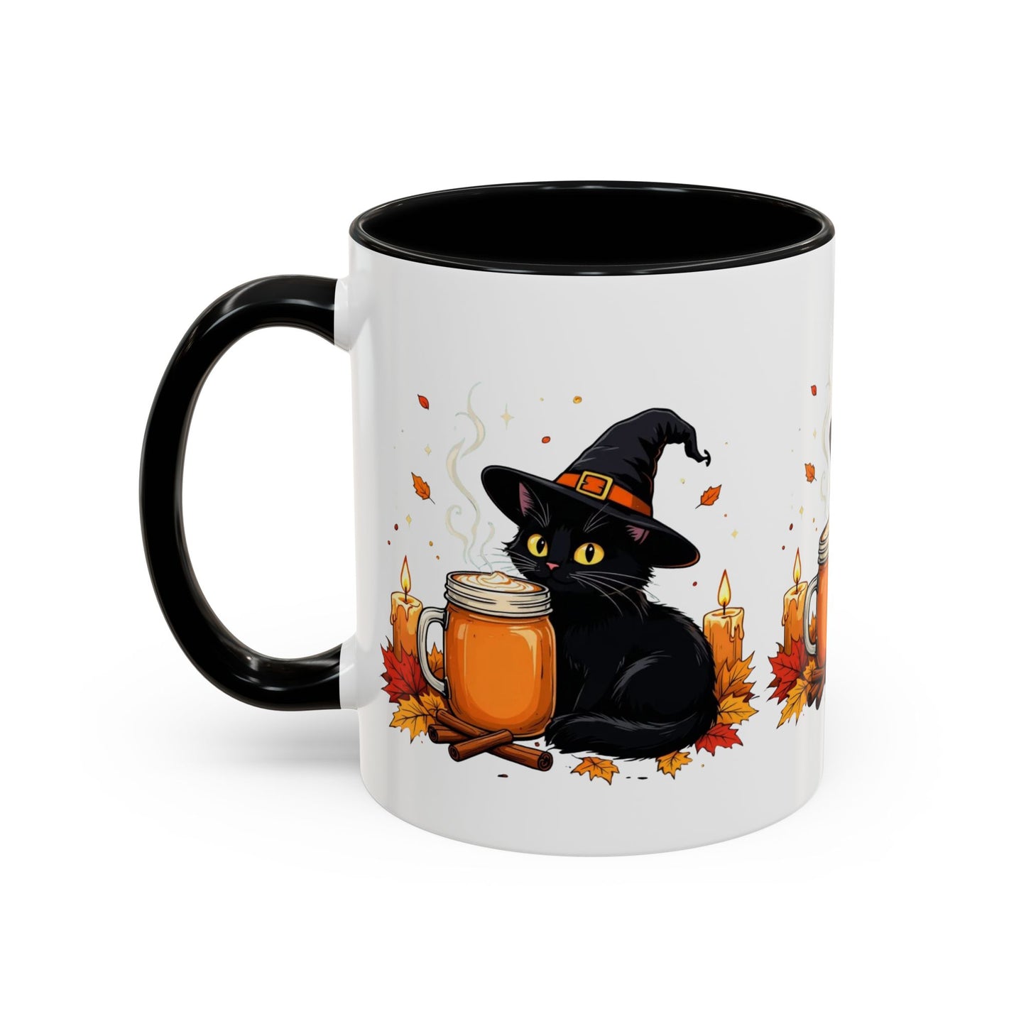 Halloween Cat Coffee Mug, Spooky Hot Drink Cup, Witch Themed Coffee Mug, Autumn Decor Gift, Cat Lover Mug