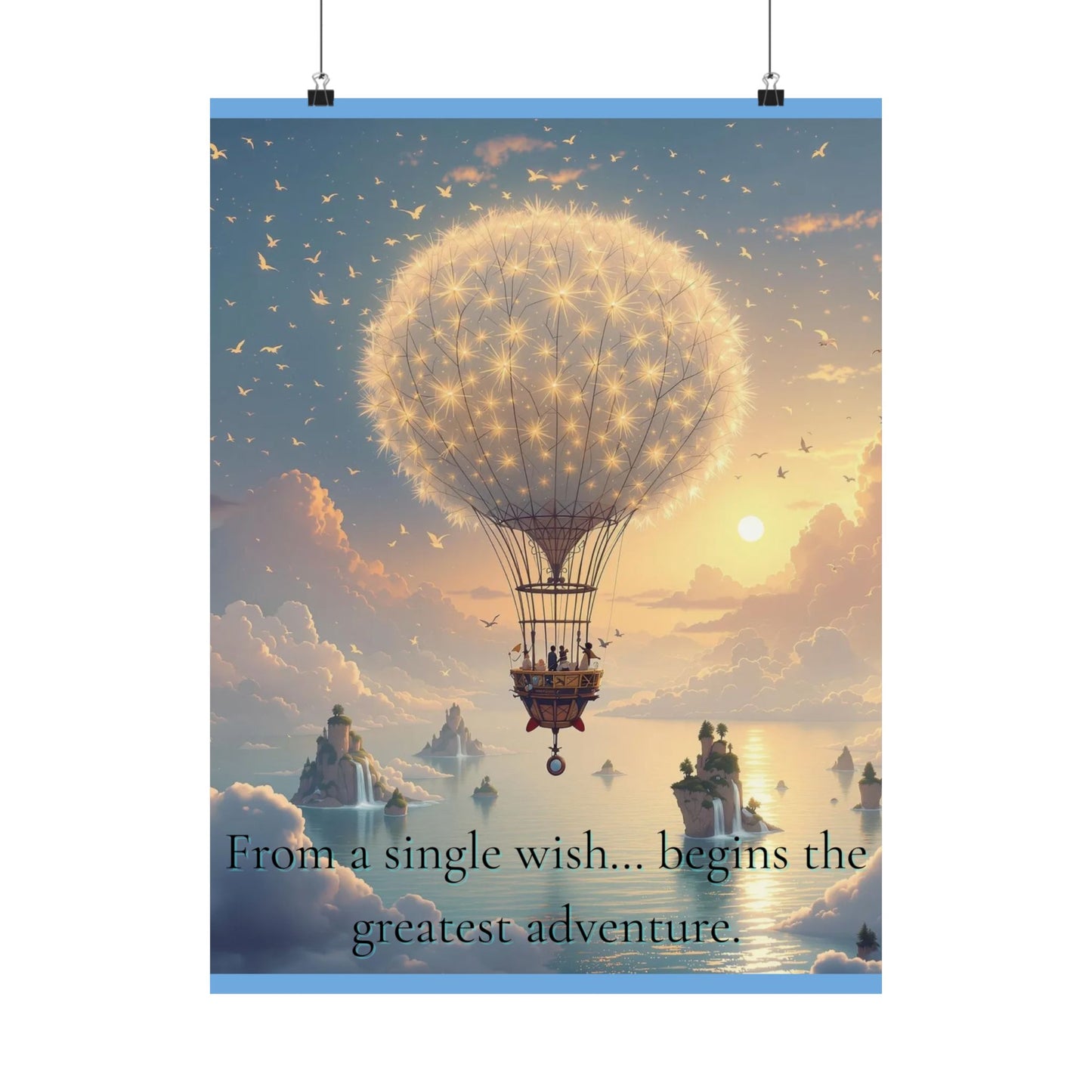 Satin Poster - Dandelion Hot Air Balloon Floating in Sunrise Sky