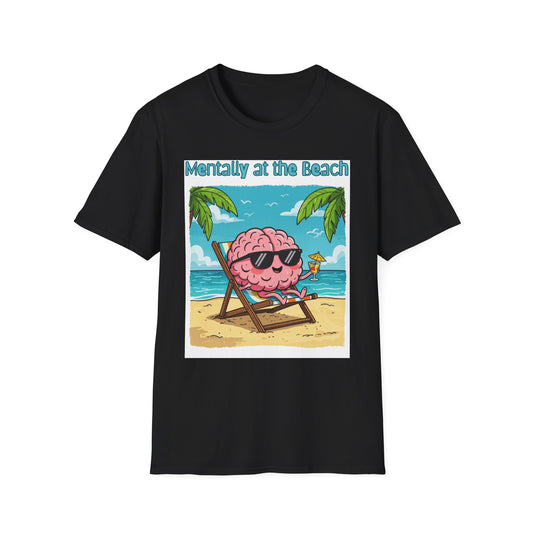 Vacay Brain Unisex Softstyle T-Shirt, Tropical Daydream Tee, Out of Office Shirt, Beach Bum Top, Funny Relaxation Gift