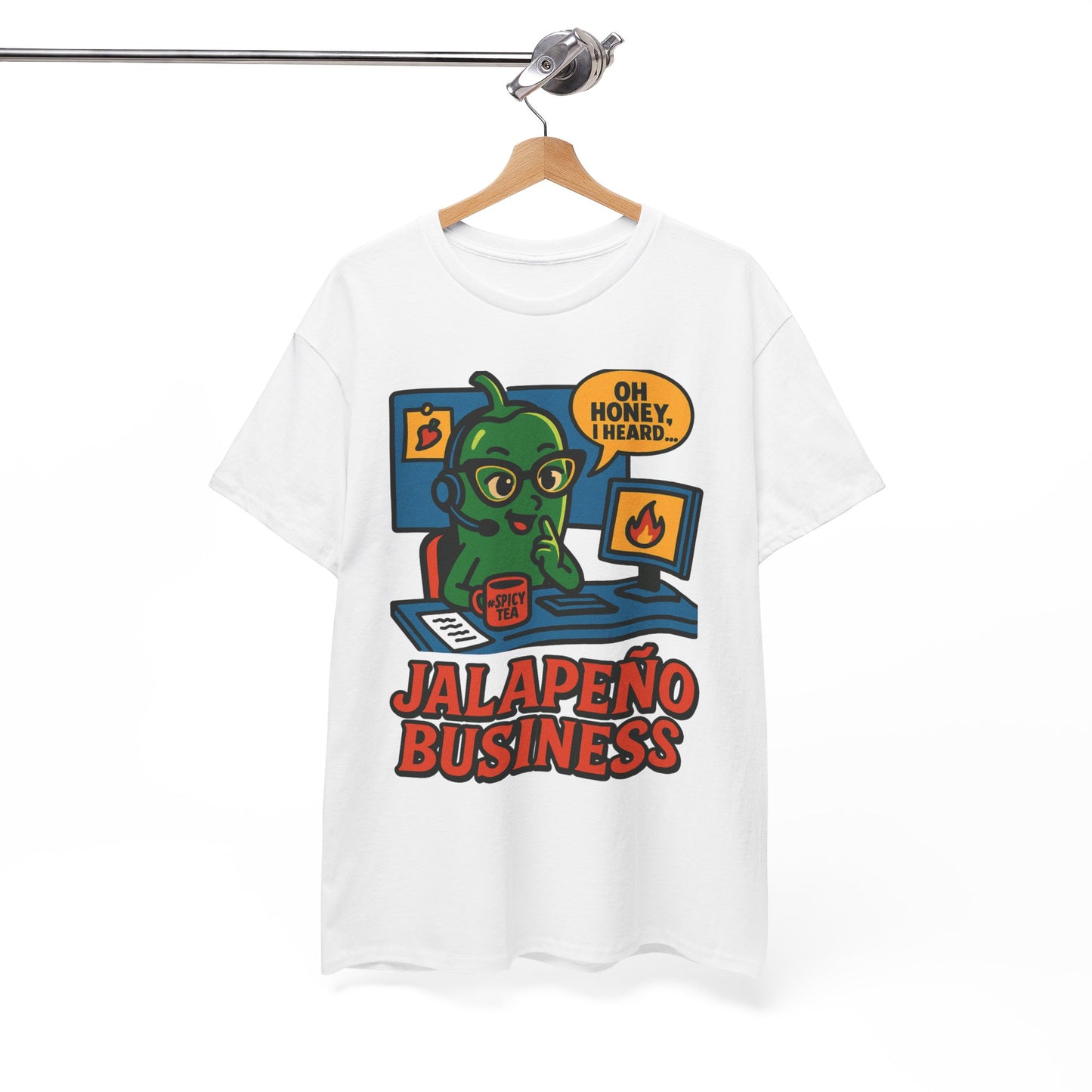 Jalapeño Business Pop Art Tee – Spicy Office Gossip Graphic T-Shirt