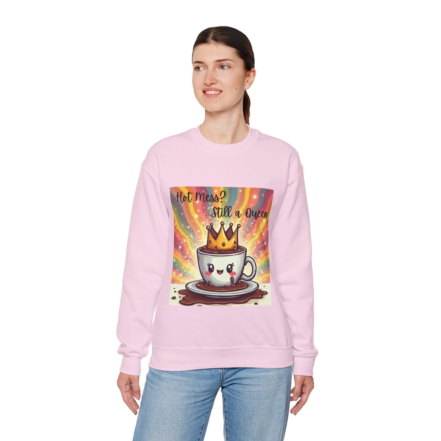 Cute Coffee Queen Sweatshirt, Funny Graphic Crewneck, Gift for Coffee Lovers, Inside Jokes, Casual Style