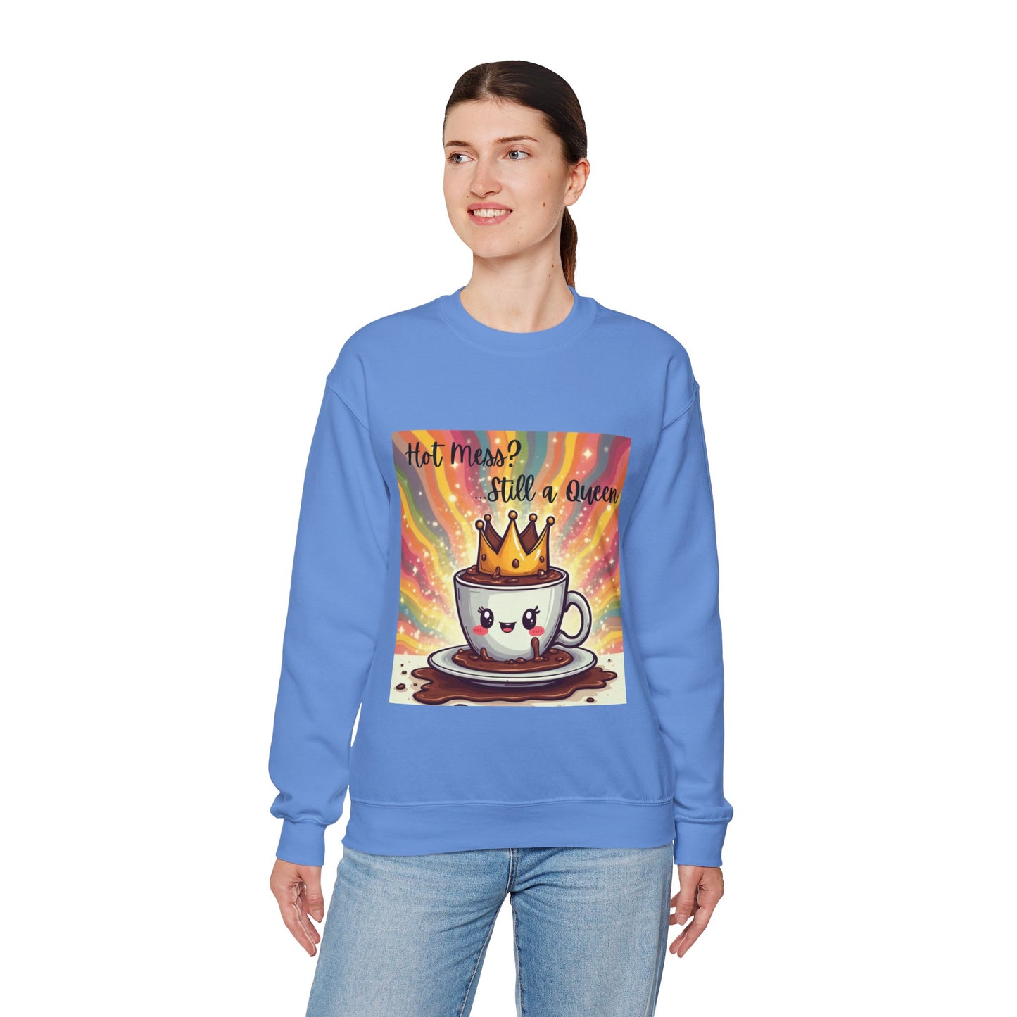 Cute Coffee Queen Sweatshirt, Funny Graphic Crewneck, Gift for Coffee Lovers, Inside Jokes, Casual Style