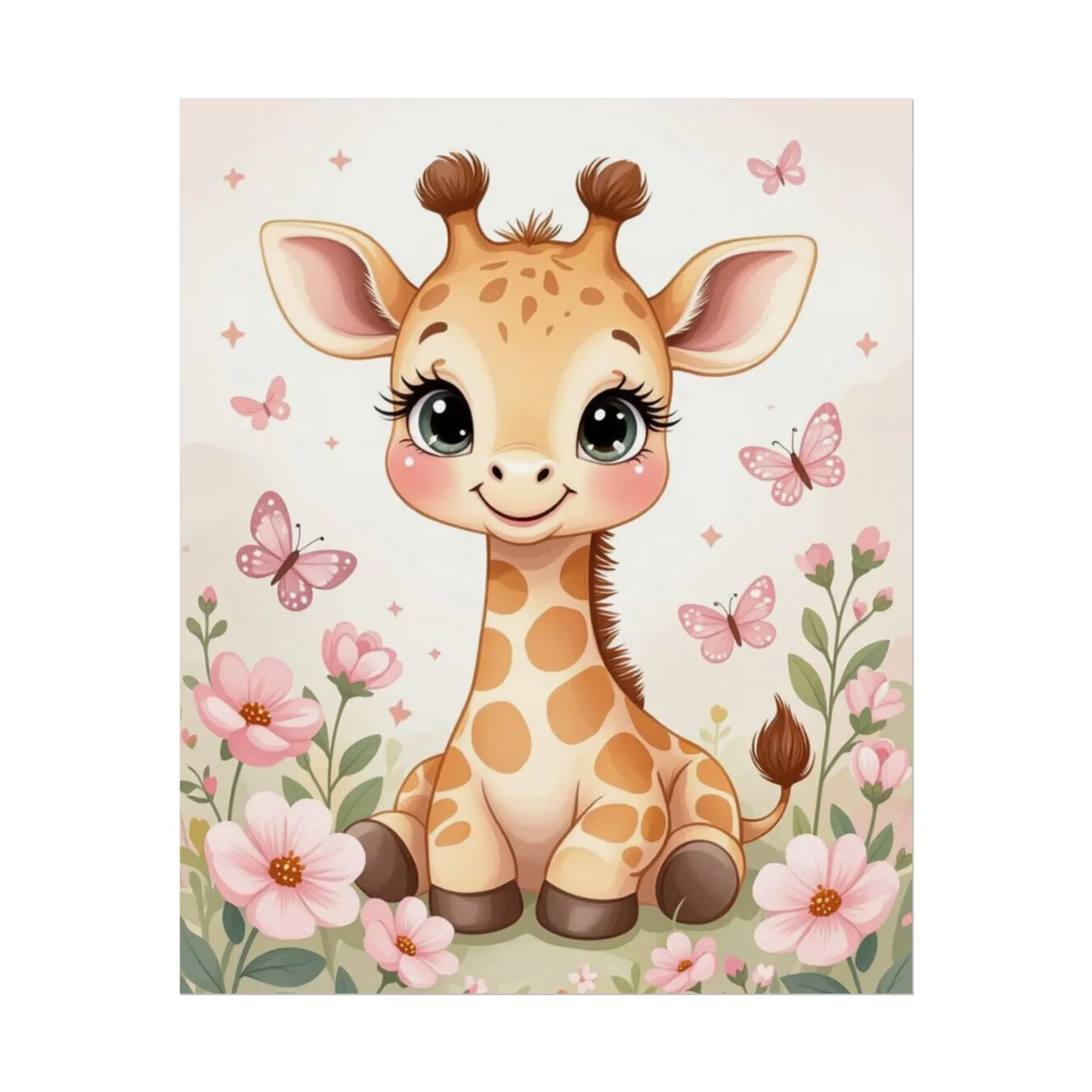 Rolled Posters, Cute Baby Kawaii Giraffe Kids Room Decor - Personalization Optional, Nursery Wall Art, Children's Bedroom Decoration,