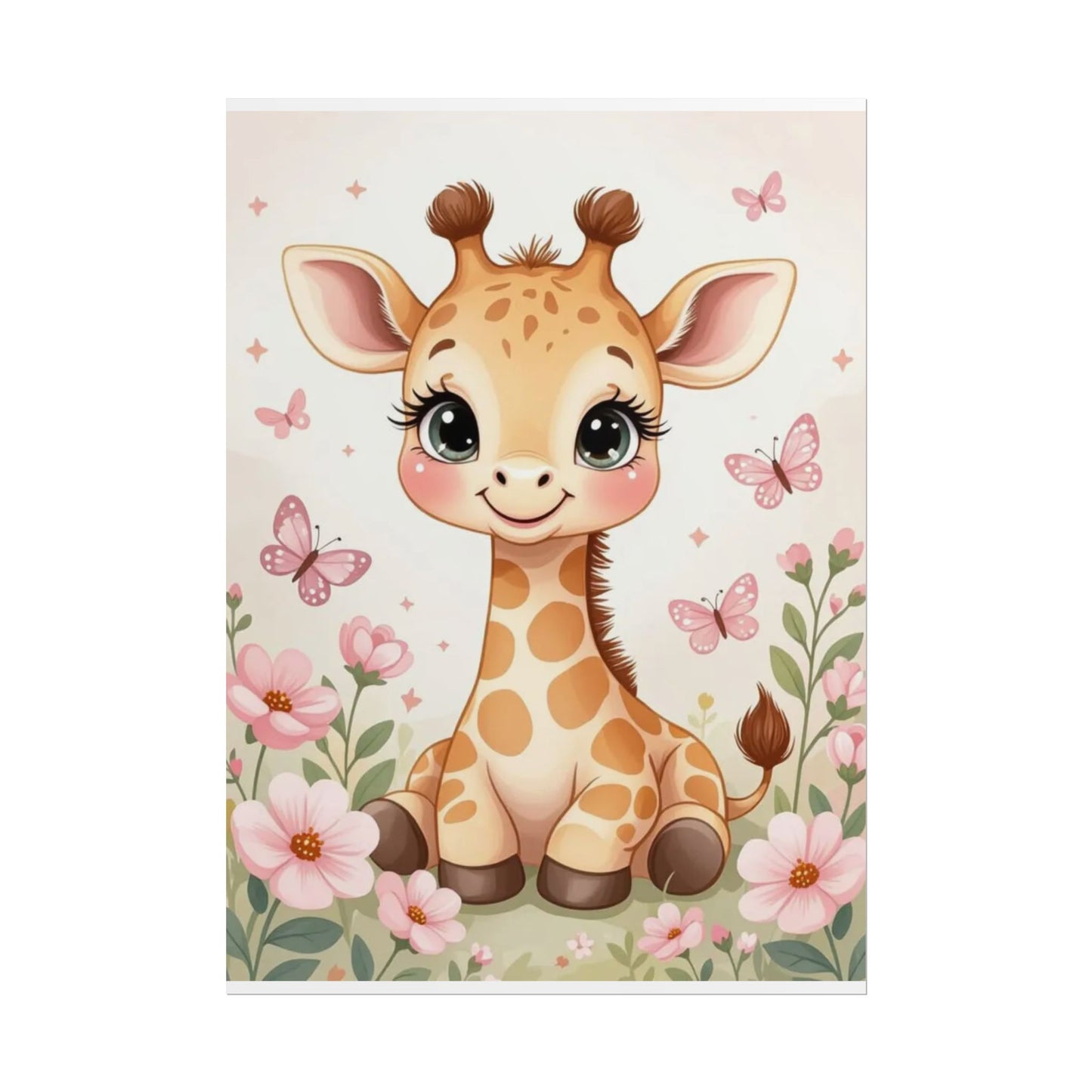 Rolled Posters, Cute Baby Kawaii Giraffe Kids Room Decor - Personalization Optional, Nursery Wall Art, Children's Bedroom Decoration,