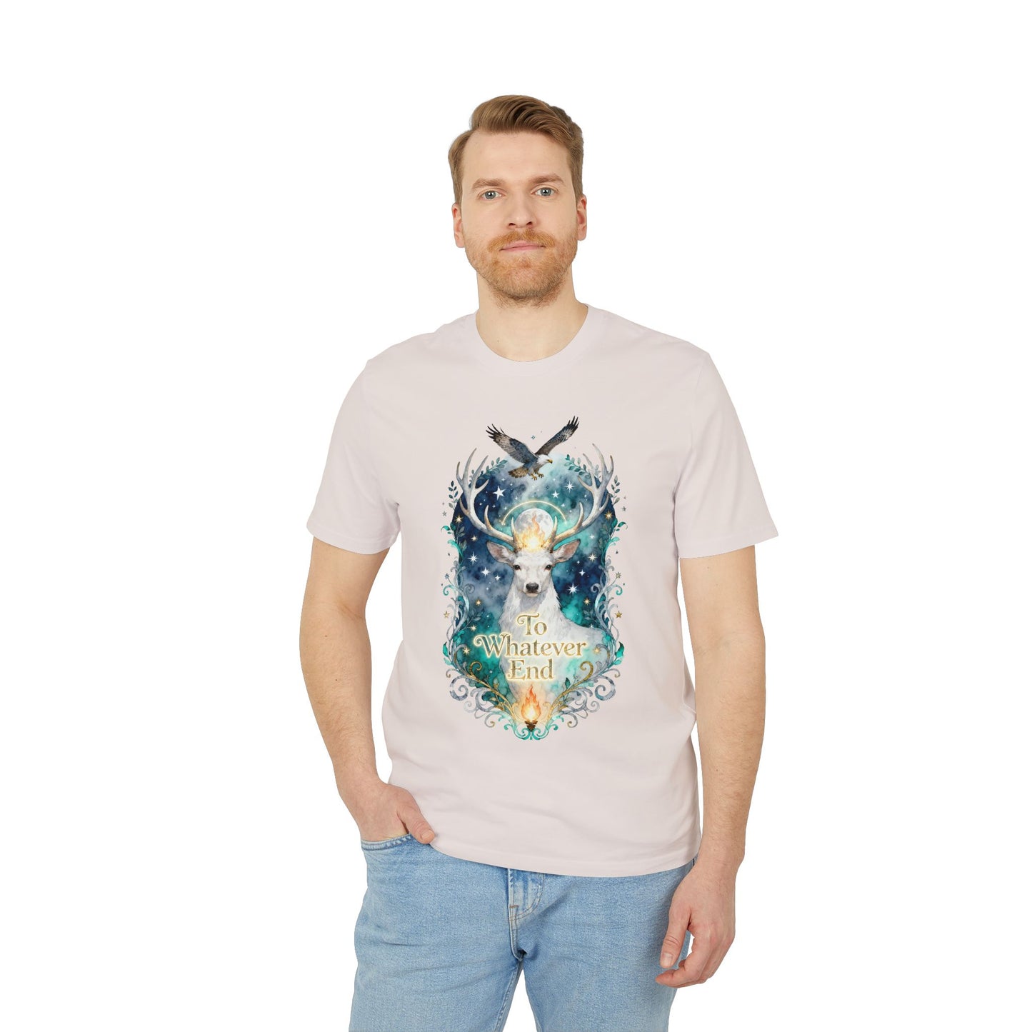 Mystical Stag & Hawk "To Whatever End" Unisex Tee | Fantasy-Inspired Shirt for Book Lovers - TOG fans