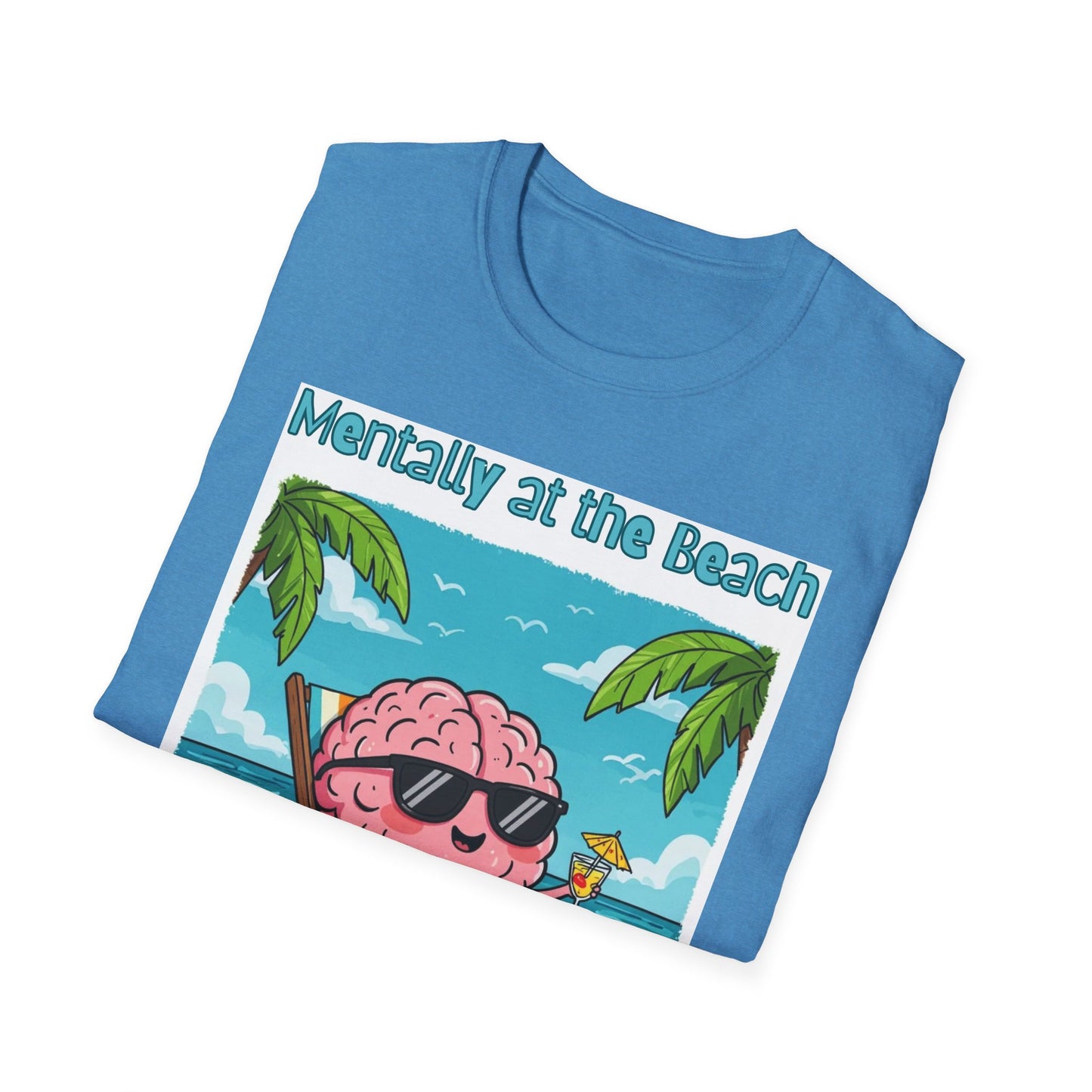 Vacay Brain Unisex Softstyle T-Shirt, Tropical Daydream Tee, Out of Office Shirt, Beach Bum Top, Funny Relaxation Gift
