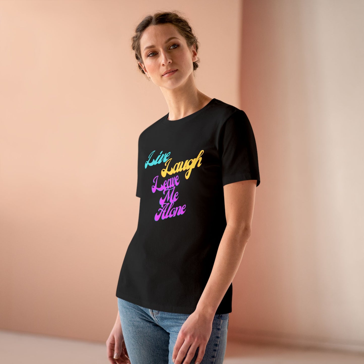 Live Laugh Leave Me Alone T-Shirt | Funny Sarcastic Retro Tee | Anti-Motivational Shirt | Pastel Aesthetic Graphic Tee | Introvert Gift
