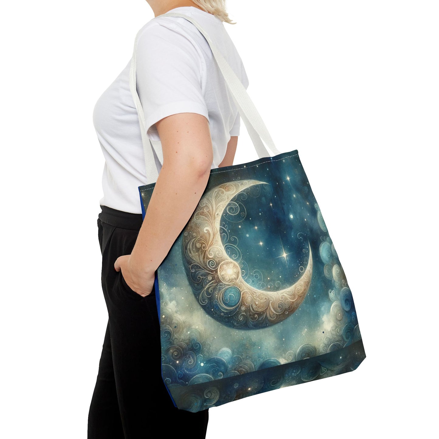 Cosmic Moon Tote Bag, Celestial Shopper Bag, Astrology Gift, Starry Night Tote, Boho Chic Bag, Eco-Friendly Carryall