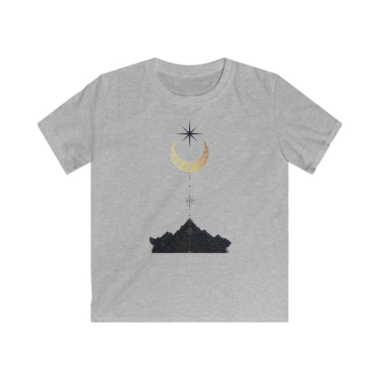 Celestial Adventure Kids Tee, Exploration T-Shirt, Nature Lover Gift, Star and Moon Design, Outdoor Fun Clothing