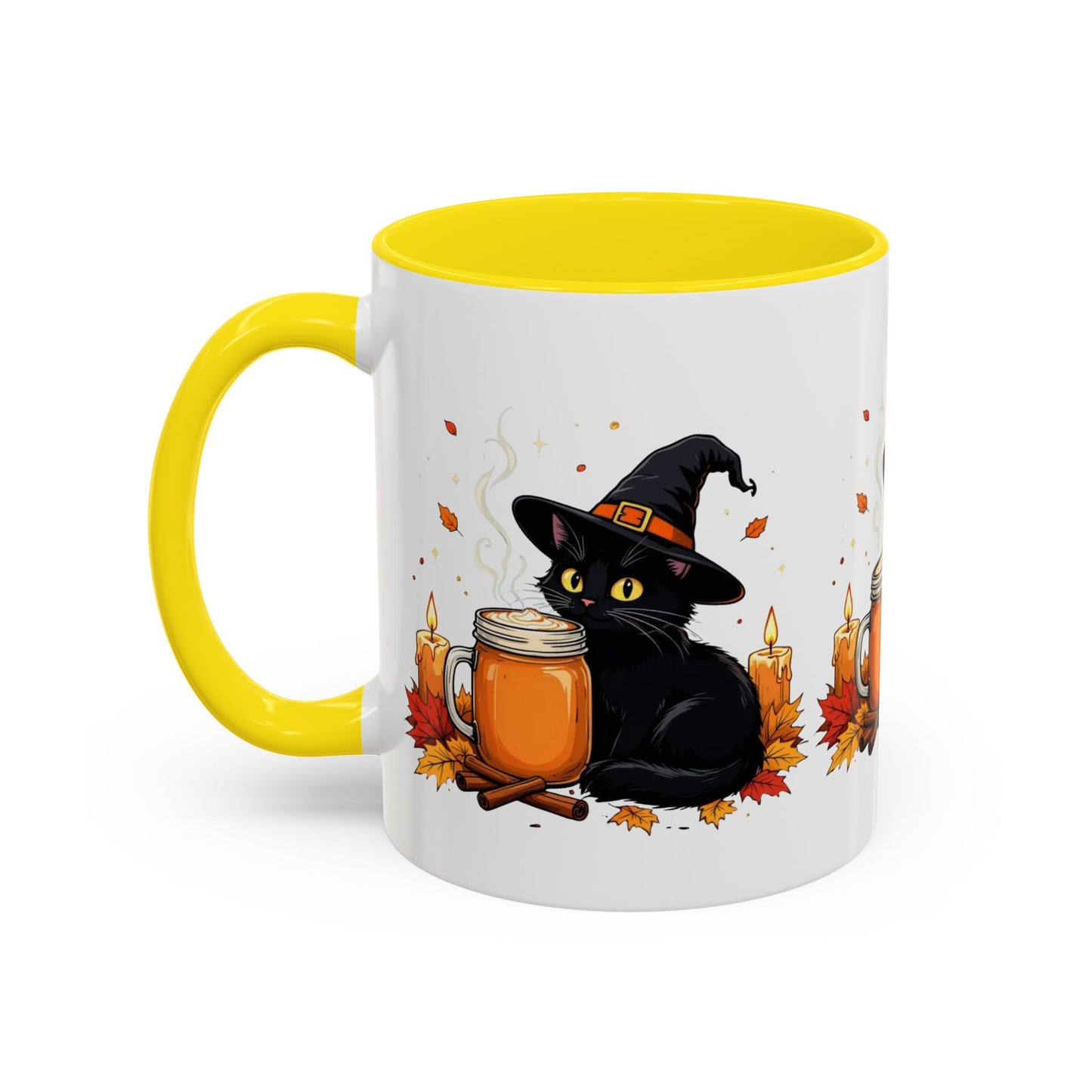 Halloween Cat Coffee Mug, Spooky Hot Drink Cup, Witch Themed Coffee Mug, Autumn Decor Gift, Cat Lover Mug