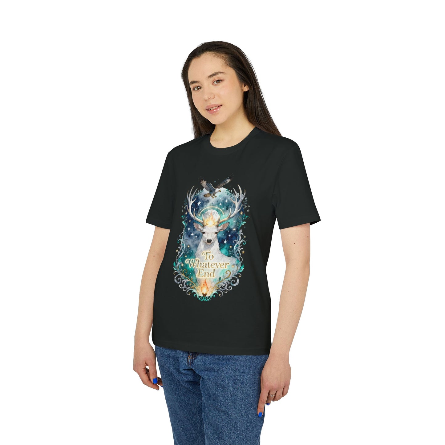 Mystical Stag & Hawk "To Whatever End" Unisex Tee | Fantasy-Inspired Shirt for Book Lovers - TOG fans