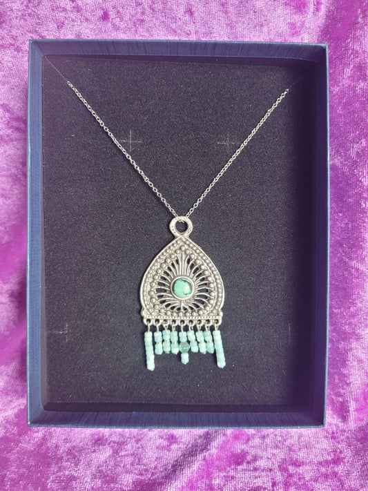 Ethnic Turquoise and Antique Silver Pendant - Daonna Designs