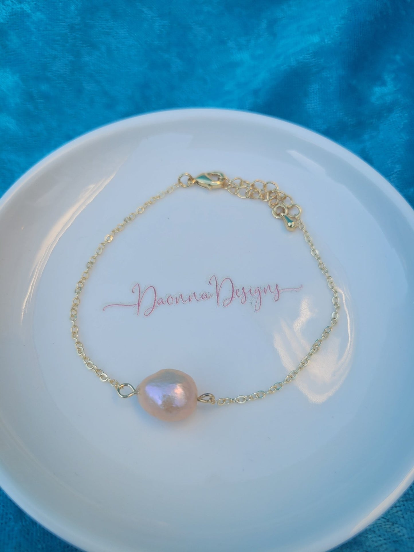 Gold Pink Pearl Bracelet - Daonna Designs