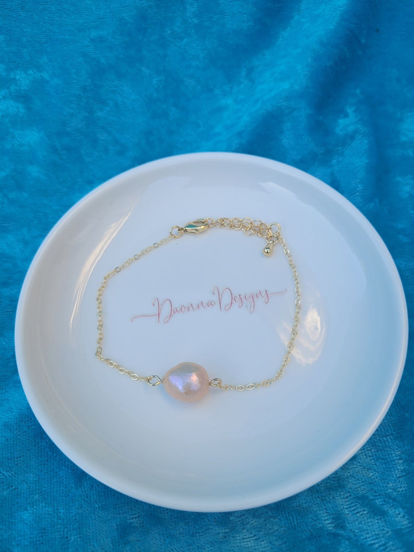 Gold Pink Pearl Bracelet - Daonna Designs