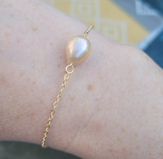 Gold Pink Pearl Bracelet - Daonna Designs