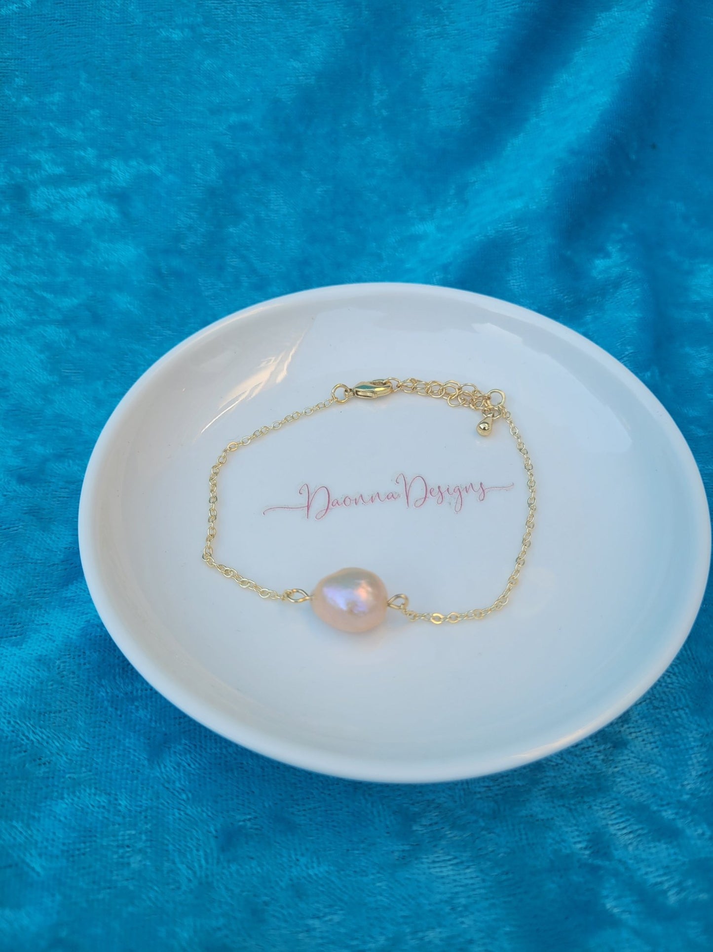 Gold Pink Pearl Bracelet - Daonna Designs