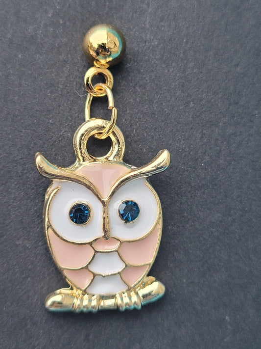 Peach and Gold Owl Earrings - Daonna Designs