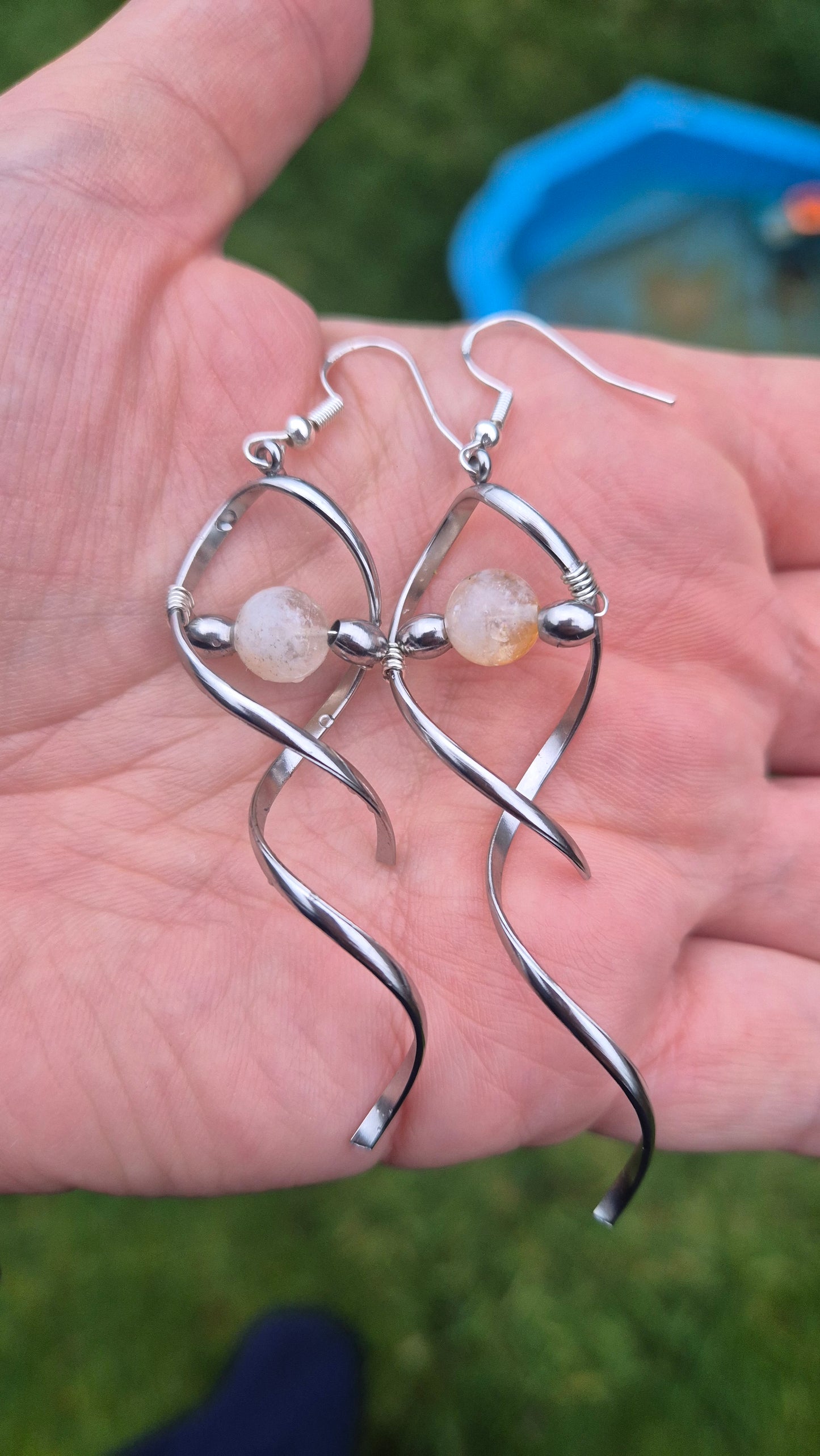 Citrine Spiral Dangle Earrings