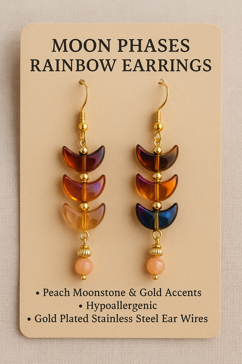 Moon Phase Rainbow Earrings