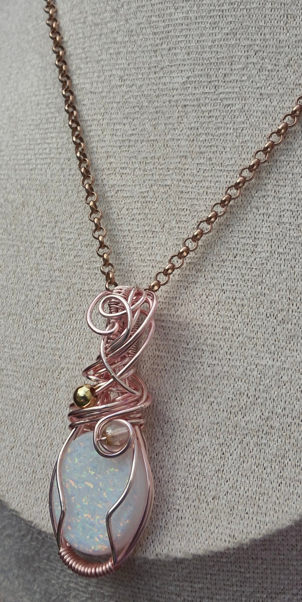 Handmade Ethiopian Opal Doublet Pendant | Wire Wrapped Rose Gold Necklace | 22” Chain | Cosmic Gemstone Jewellery