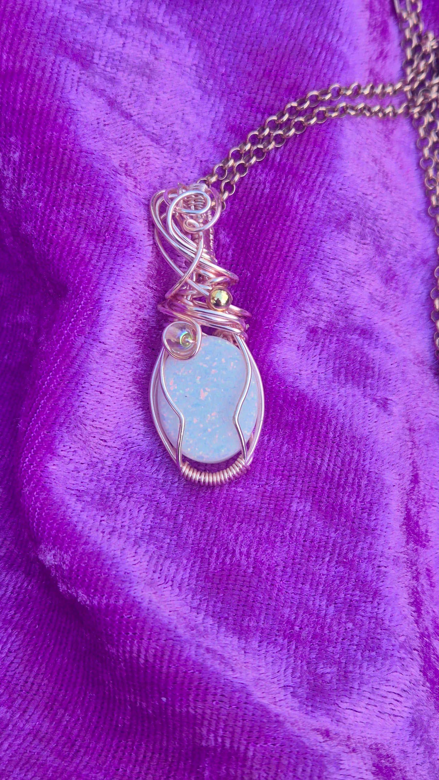 Handmade Ethiopian Opal Doublet Pendant | Wire Wrapped Rose Gold Necklace | 22” Chain | Cosmic Gemstone Jewellery