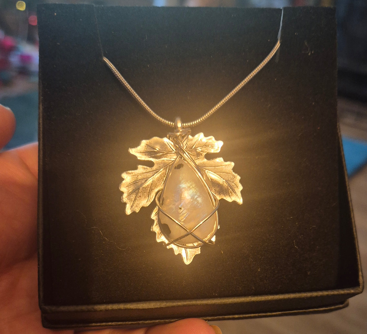 Moonstone Leaf Pendant