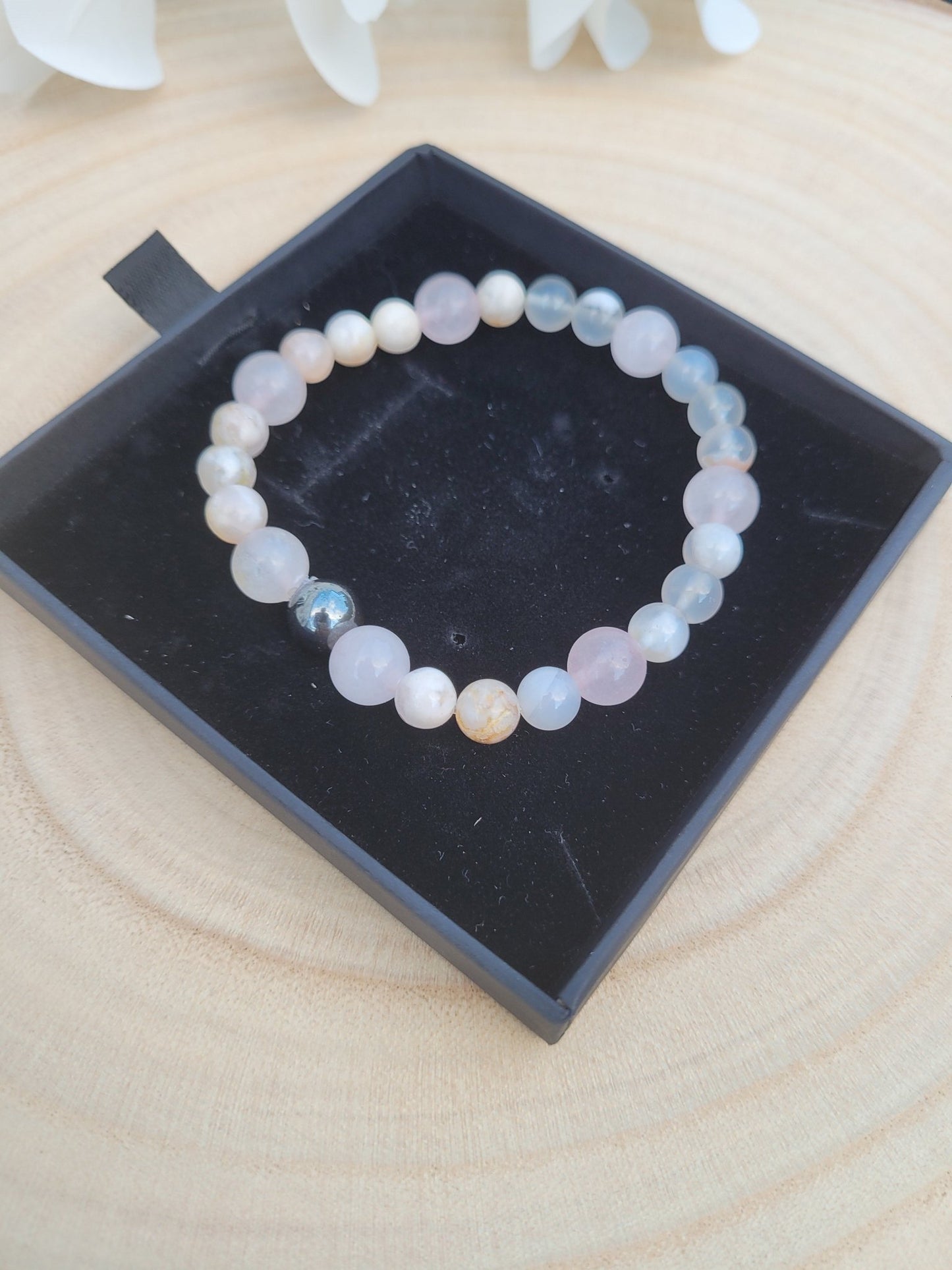 Sakura Agate and Rose Quartz Bracelet - Daonna Designs