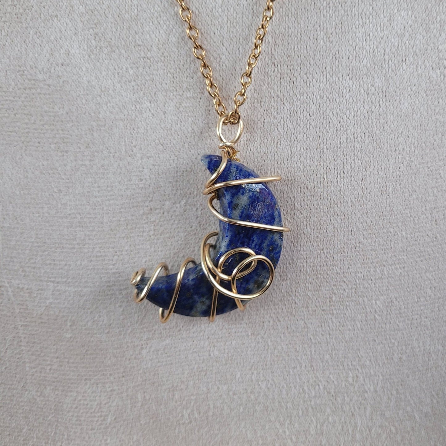 Sodalite Crescent Moon Necklace - Daonna Designs