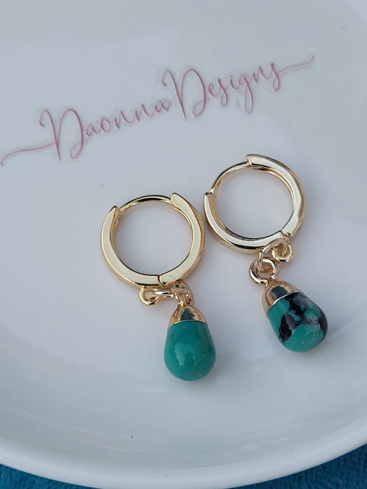 Turquoise Gold Hoops - Daonna Designs