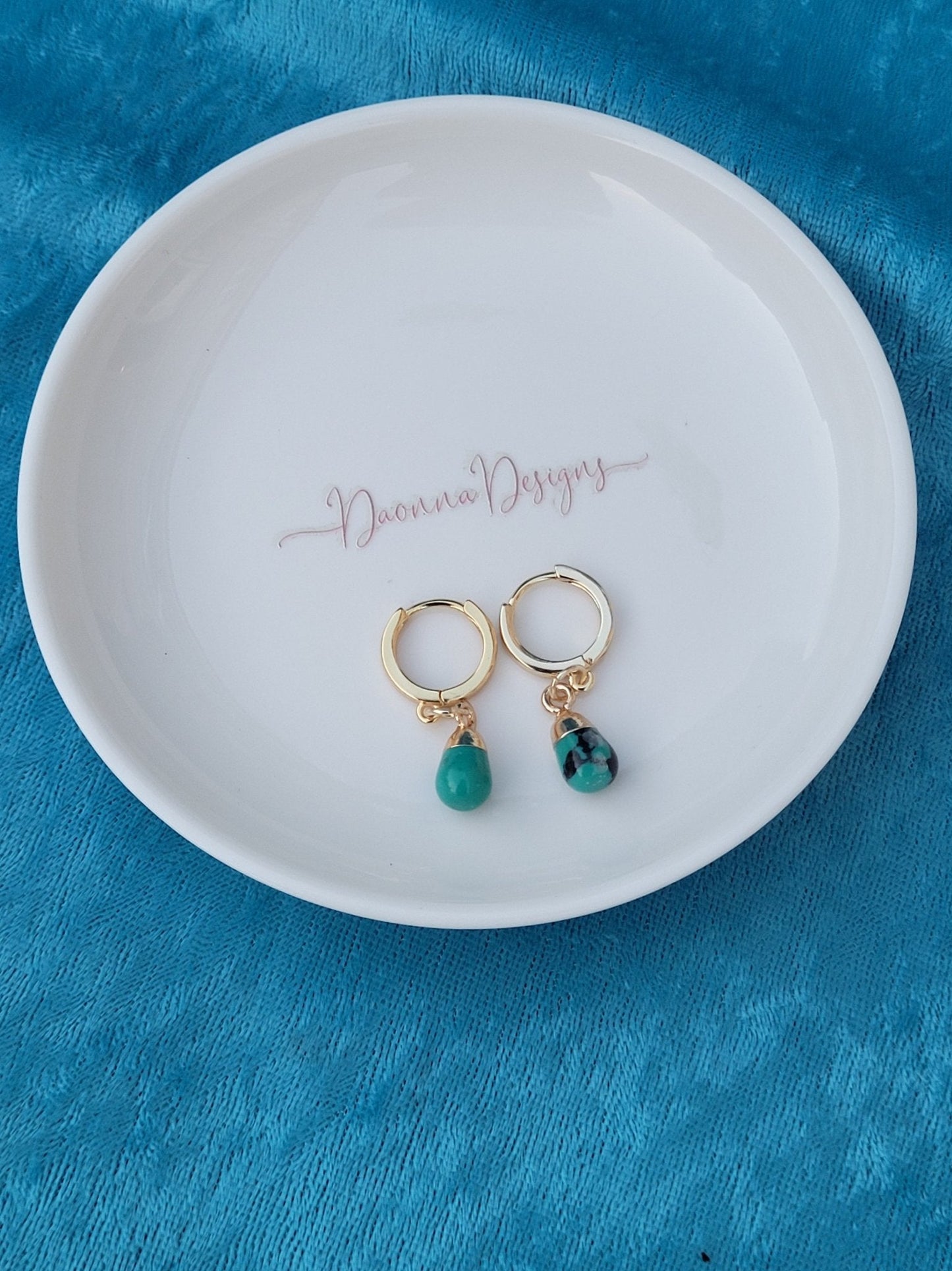 Turquoise Gold Hoops - Daonna Designs