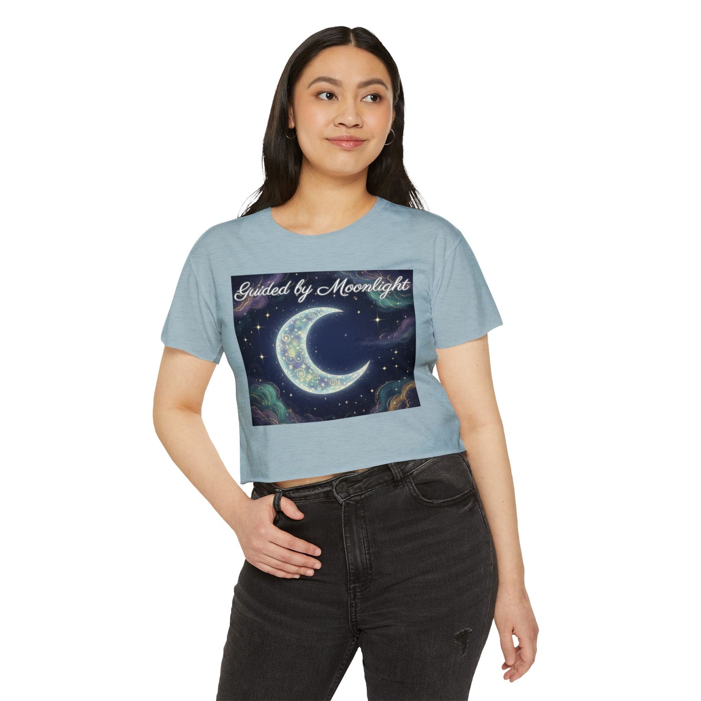 Mystical Moon Phase Shirt, Festival Crop Top, Lunar Crescent Tee, Moon Lover Gift, Intuition Guided Top, Cosmic T-Shirt