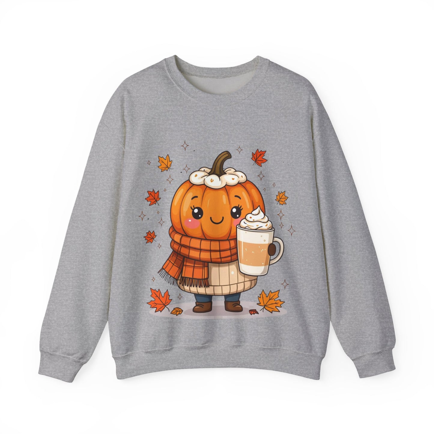 Kawaii Pumpkin Sweatshirt, Fall Spice Latte Crewneck, Cozy Halloween Jumper, Autumn Vibes Pullover, Cute Harvest Sweater, Thanksgiving Top