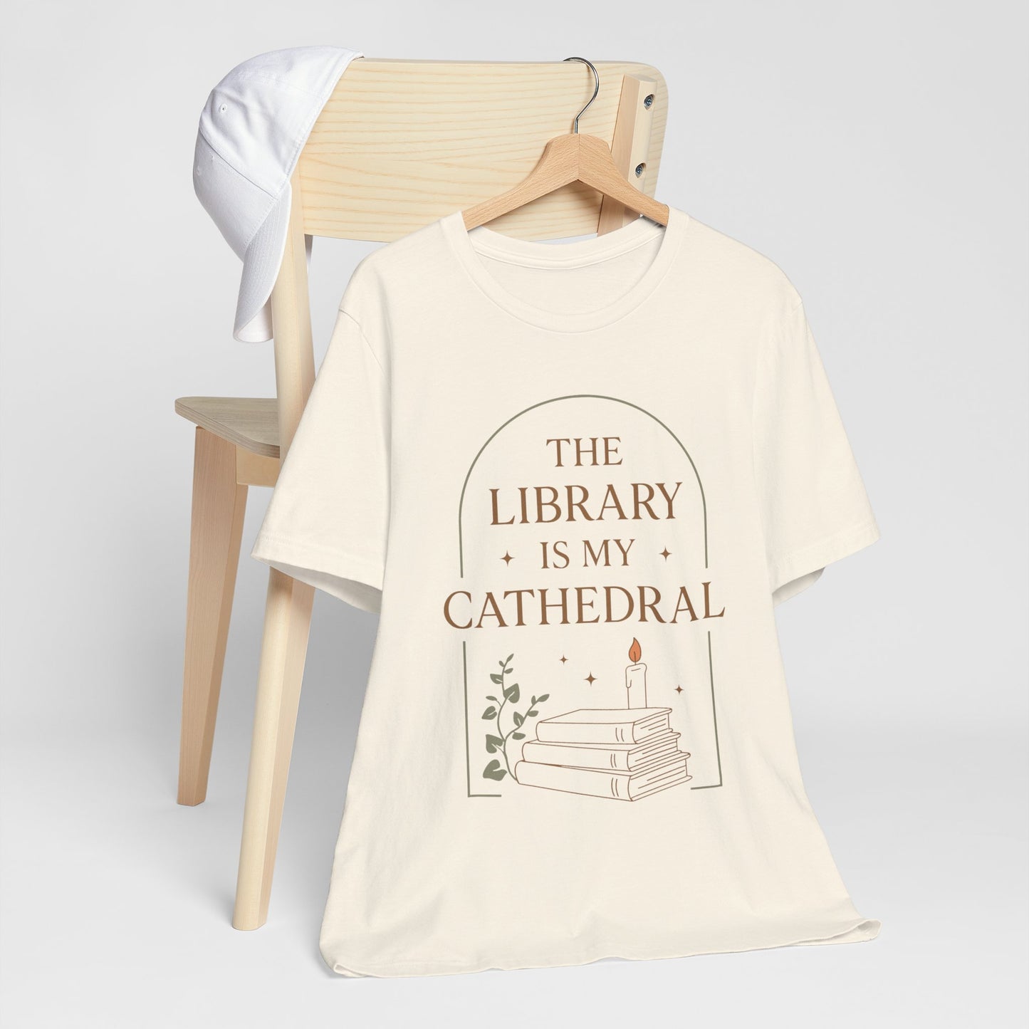 The Library Is My Cathedral T-Shirt | Dark Academia Aesthetic Tee | Book Lover Gift | Cozy Vintage Style
