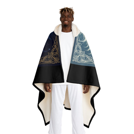 Dual Lion Fleece Blanket  | Cosmic Day & Night Lion Design, Mystical Celestial Throw