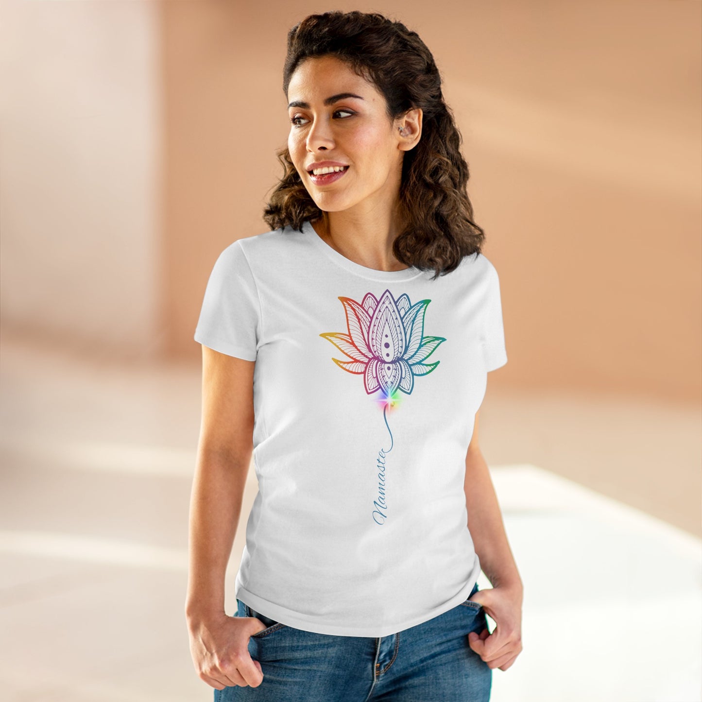 Women's Yoga Lotus Tee, Mindfulness Shirt, Spiritual Gift, Meditation Apparel, Wellness Wear, Inspirational Top