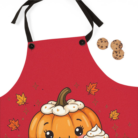 Cute Kawaii Pumpkin Apron, Autumn/Fall Aesthetic, Spice Latte, Cooking, Baking, Halloween, Thanksgiving, Kitchen Decor