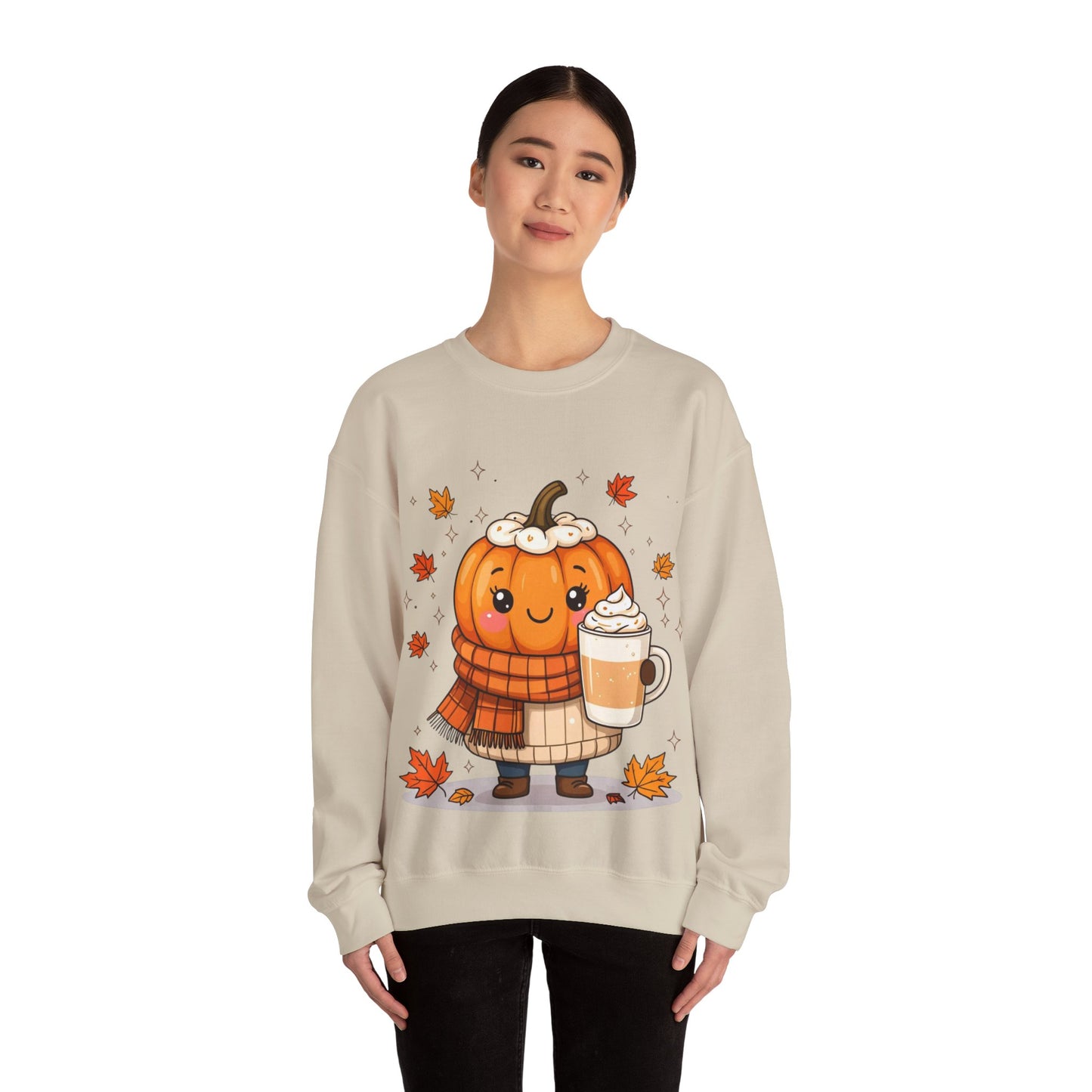 Kawaii Pumpkin Sweatshirt, Fall Spice Latte Crewneck, Cozy Halloween Jumper, Autumn Vibes Pullover, Cute Harvest Sweater, Thanksgiving Top