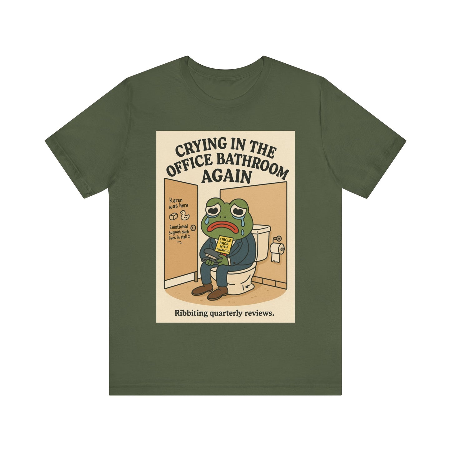 Crying Frog Tee - Unisex Short Sleeve Shirt, Funny Office Humor, Gift for Coworkers, Stress Relief Apparel, Quirky Graphic T-Shirt