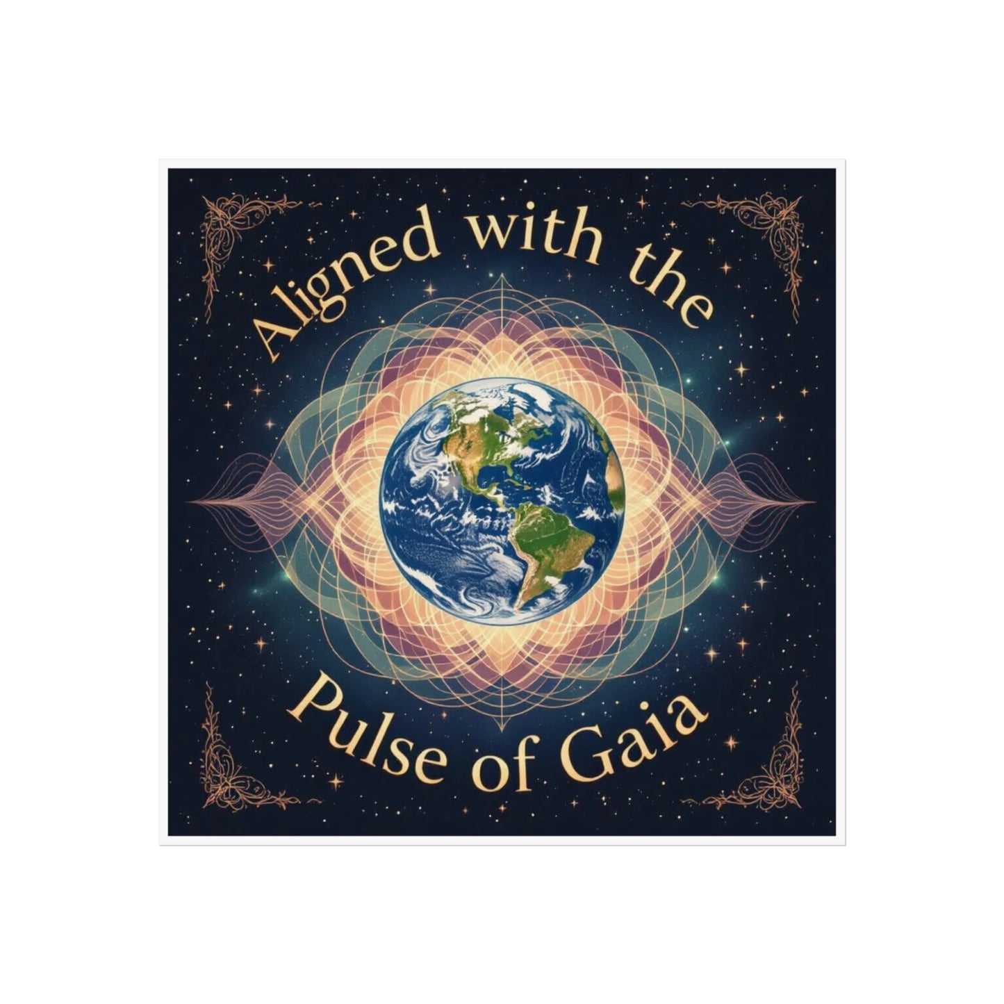 Fine Art Posters - Aligned with the Pulse of Gaia, Spiritual Wall Art, Eco-friendly Decor, Gifts for Nature Lovers, Meditation Room Art