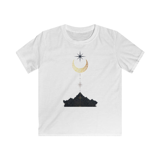 Celestial Adventure Kids Tee, Exploration T-Shirt, Nature Lover Gift, Star and Moon Design, Outdoor Fun Clothing