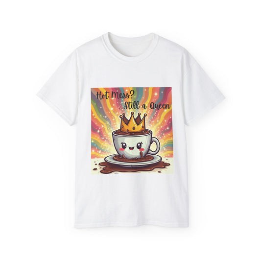 Queen Coffee Humor Tee, Unisex T-Shirt, Gift for Her, Funny Coffee Lover Shirt, Birthday Gift, Casual Everyday Wear