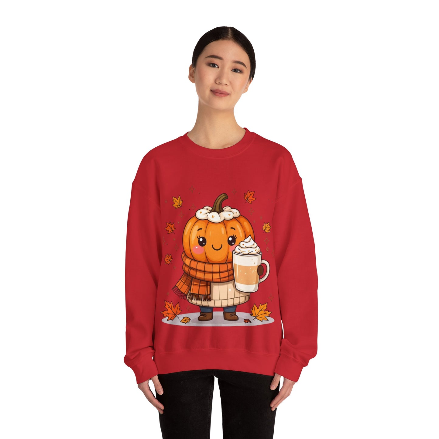 Kawaii Pumpkin Sweatshirt, Fall Spice Latte Crewneck, Cozy Halloween Jumper, Autumn Vibes Pullover, Cute Harvest Sweater, Thanksgiving Top