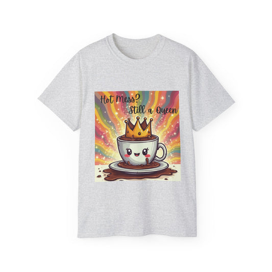 Queen Coffee Humor Tee, Unisex T-Shirt, Gift for Her, Funny Coffee Lover Shirt, Birthday Gift, Casual Everyday Wear