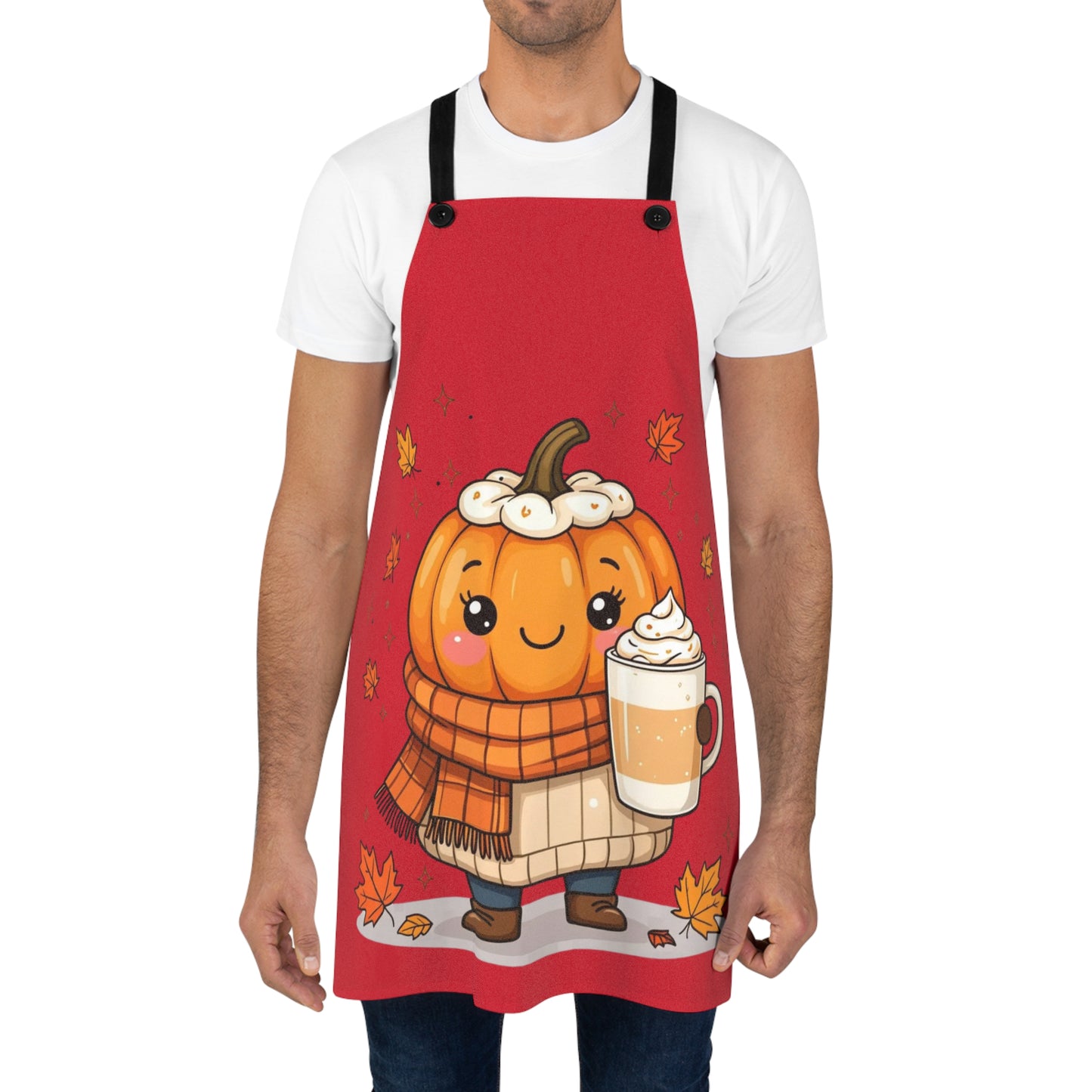 Cute Kawaii Pumpkin Apron, Autumn/Fall Aesthetic, Spice Latte, Cooking, Baking, Halloween, Thanksgiving, Kitchen Decor