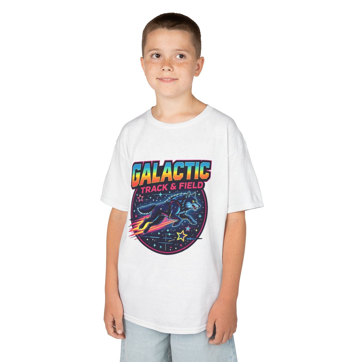 Galactic Track and Field Kids Tee - 90's Astrological Cosmic Sports Aesthetic Retro Throwback