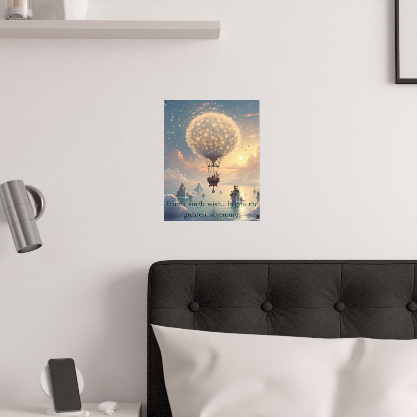 Satin Poster - Dandelion Hot Air Balloon Floating in Sunrise Sky