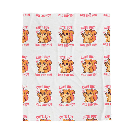 Velveteen Plush Blanket - Funny Deadly Squirrel Design