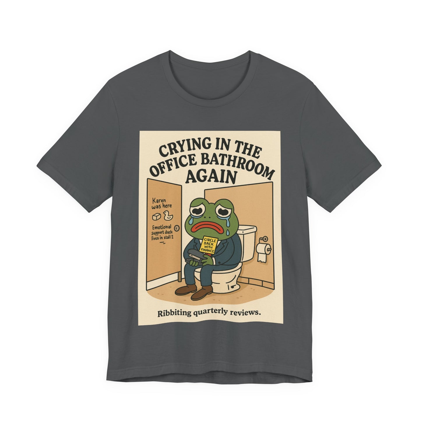 Crying Frog Tee - Unisex Short Sleeve Shirt, Funny Office Humor, Gift for Coworkers, Stress Relief Apparel, Quirky Graphic T-Shirt